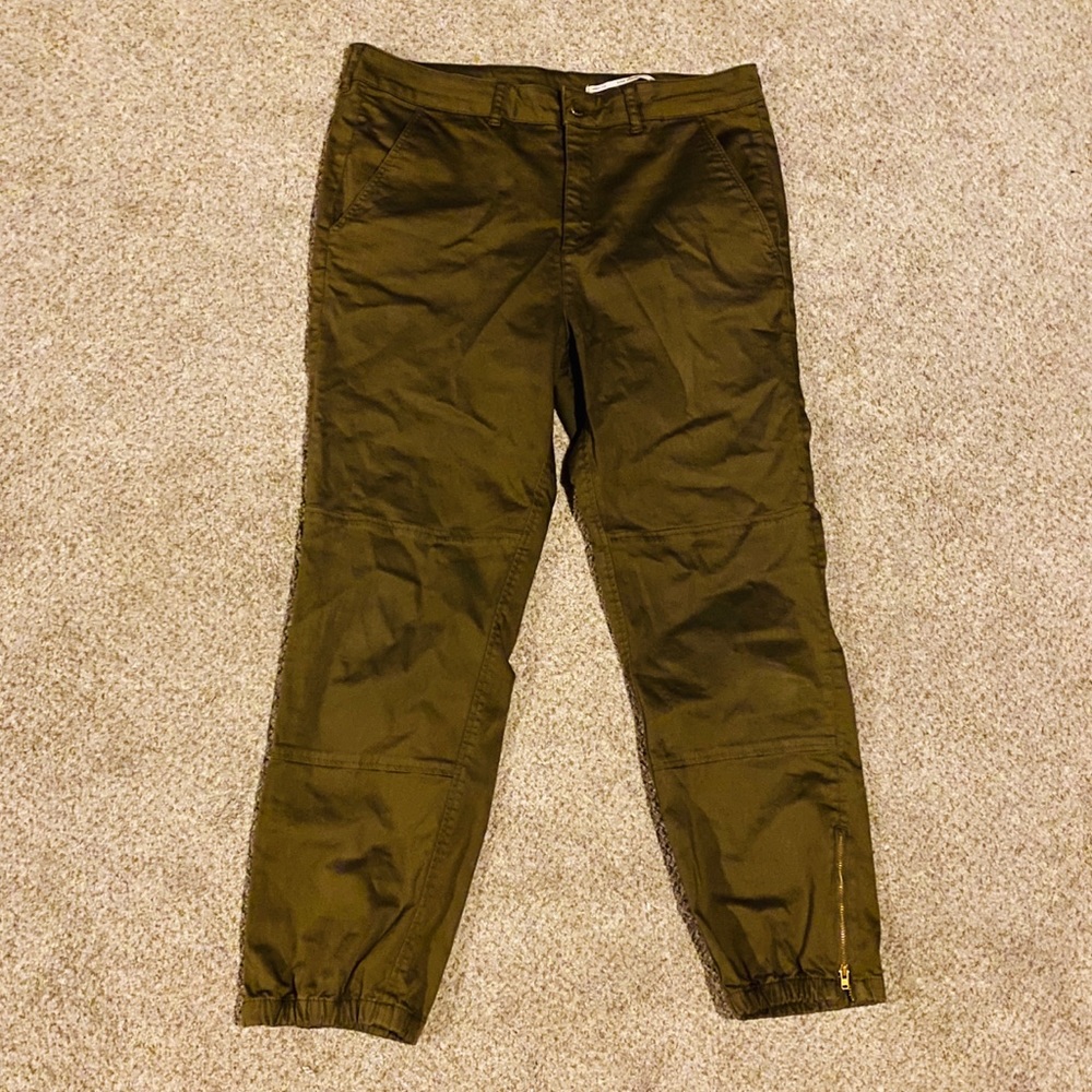ZARA - GOLD / GREEN zipper joggers tight WOMEBS 8
